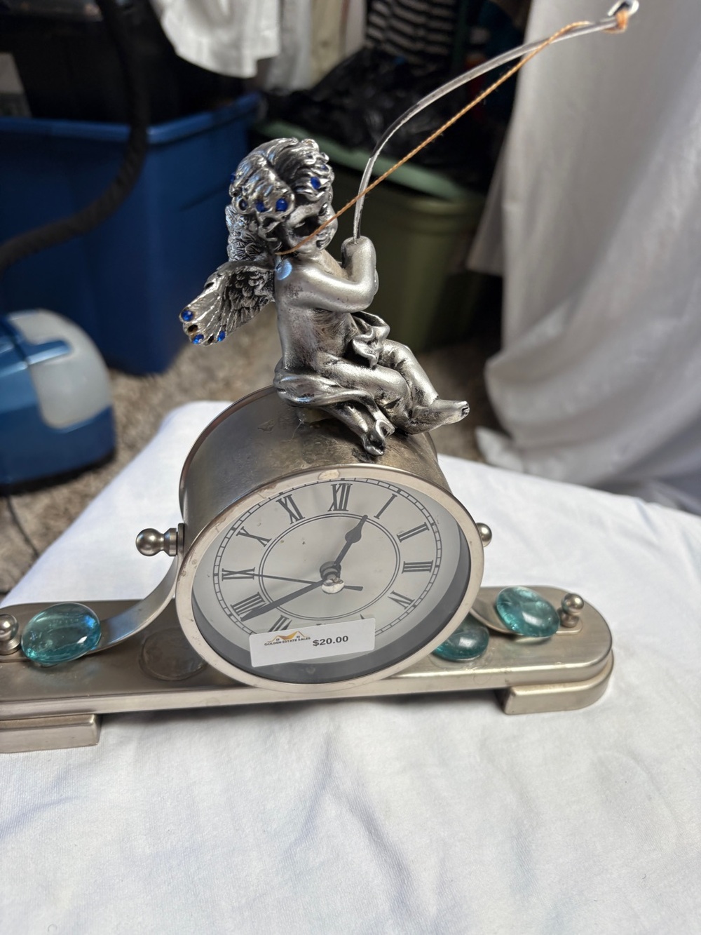 Silver Cherub Mantel Clock - Elegant Home Wall Decor